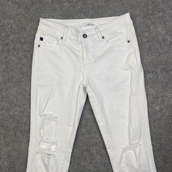 Kancan Womens 5/26 White Distressed Twisted Ankle Skinny Denim Jeans KC8086WT - Picture 2 of 10